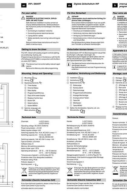 schneider施耐德Acti 9- 可编程定时开关 IHP+ SMART 可编程数字时间开关-操作说明 (ZH)